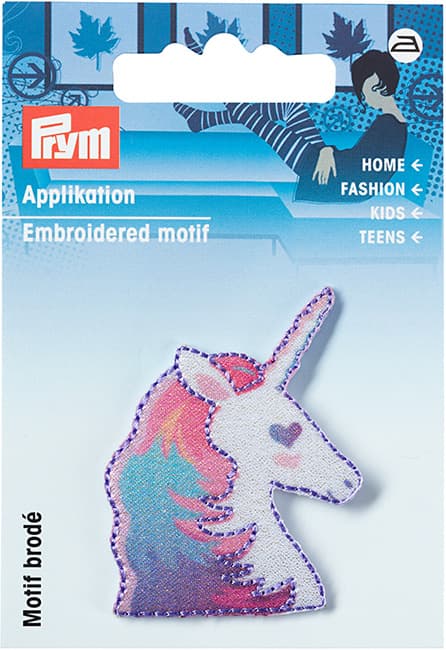 Аппликация Голова единорога, розовый/фиолетовый 43х35мм undefined