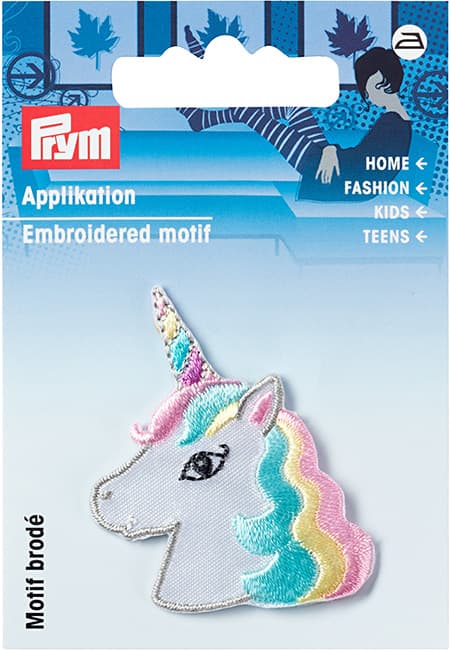 Аппликация Голова единорога, пастельный 43х40мм undefined