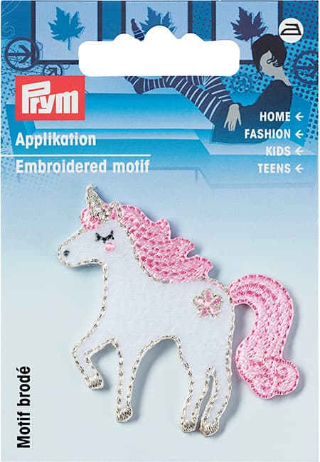 Аппликация Единорог, белый/розовый 50х57мм undefined