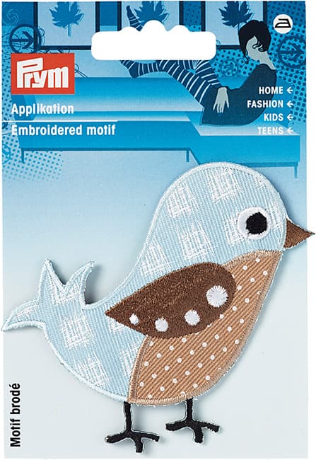 Аппликация птичка голубая 75х75мм undefined