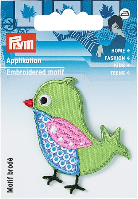Аппликация птичка зелёная 42х55мм undefined