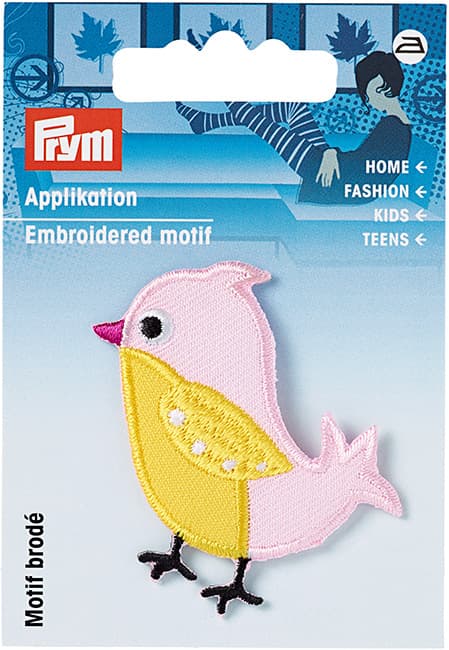 Аппликация птичка розовая 40х50мм undefined