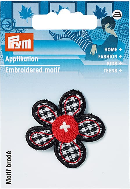 Аппликация цветок в клеточку 40х40мм undefined