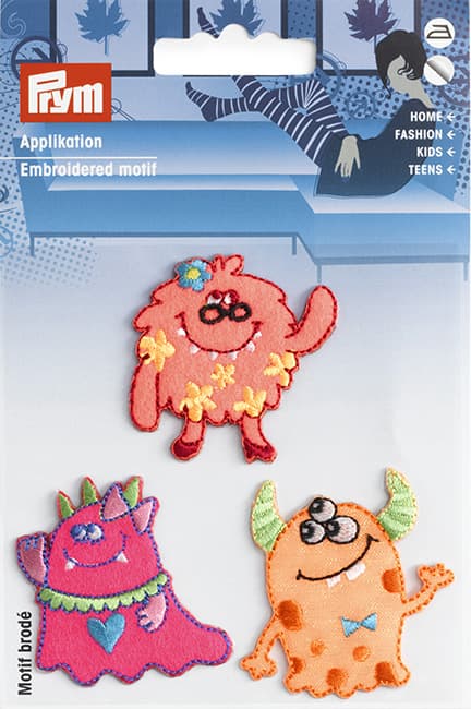 Аппликация Монстры розовые/оранжевые 45х40мм, 40х40мм, 43х40мм (3шт) undefined