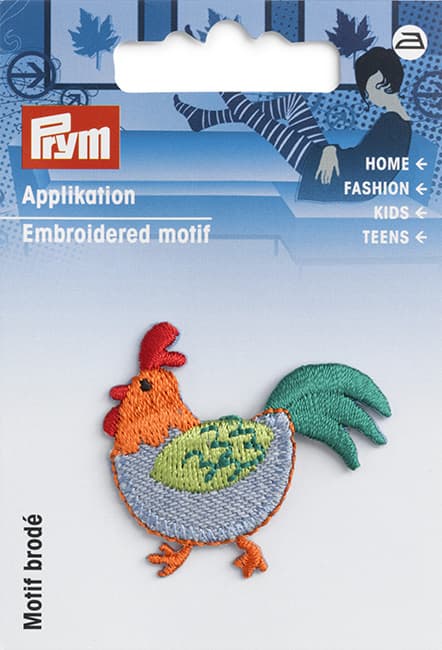 Аппликация Петушок голубой/оранжевый 38х42мм undefined