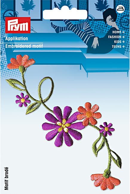 Аппликация Гирлянда из цветов, лиловый/болотный/терракотовый undefined