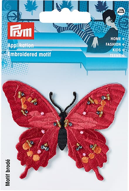 Аппликация Бабочка с бусинами, красный undefined