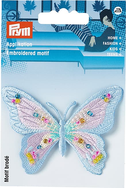 Аппликация Бабочка с бусинами, голубой/розовый undefined