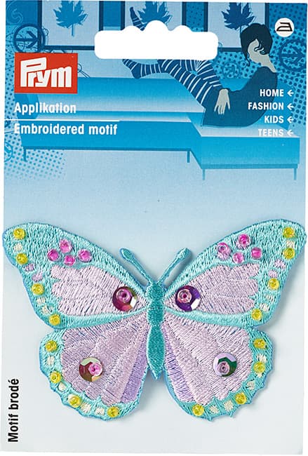 Аппликация Бабочка с бусинами, мятный/розовый undefined