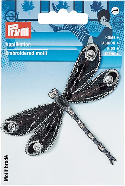 Аппликация Стрекоза, черный/белый undefined