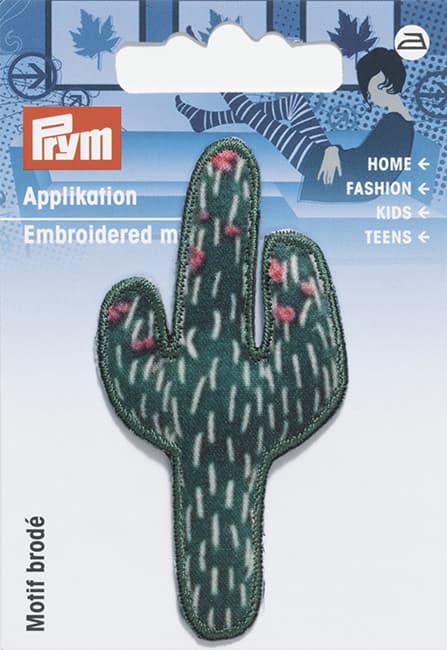 Аппликация Кактус с розовыми цветами 36х72мм undefined