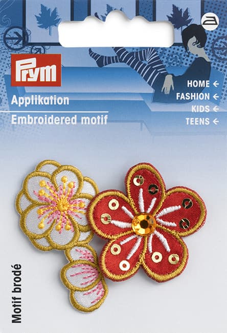 Аппликация Цветы красные/белые 45х50мм undefined