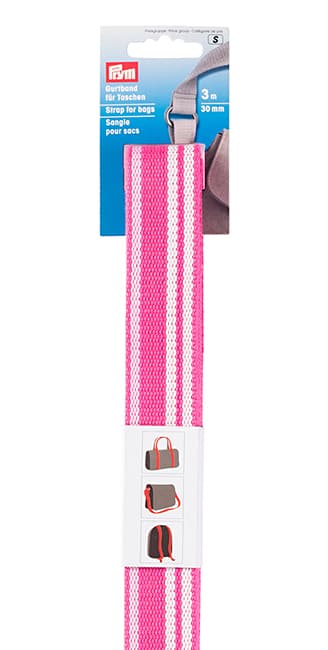 Лента-ремень для сумок 30мм х 3м ярко-розовая/белая undefined