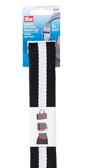 Лента-ремень для сумок 40мм х 3м черная с белым undefined