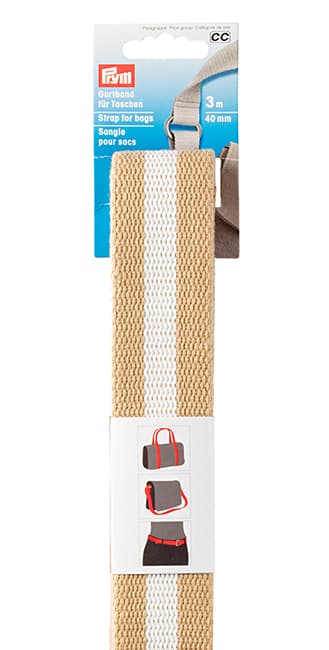 Лента-ремень для сумок 40мм х 3м бежевая с белым undefined