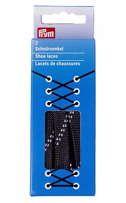 Шнурки для обуви водоотталкивающие, плоские, 10мм х 100см, черные с белым undefined