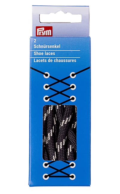 Шнурки для обуви, круглые, 6мм х 150см, черные с белым undefined