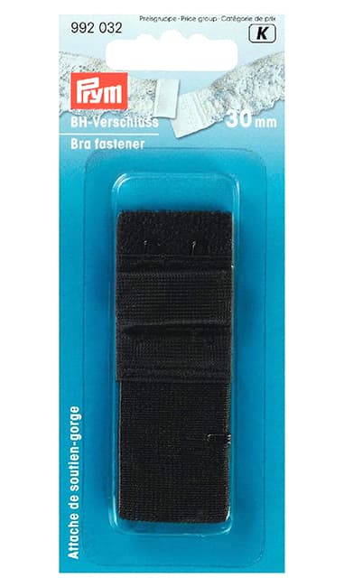 Застежка для бюстгальтера 30мм (черная) 1шт, с двухкратным регулированием длины undefined