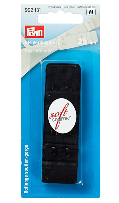 Удлинитель застежки бюстгальтера 25мм (черный), 3х2крючка undefined