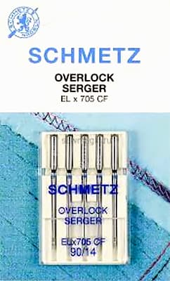 Иглы универсальные хромированные для коверлоков и плоскошовных машин №90 Schmetz ELx705 CF 5 шт undefined