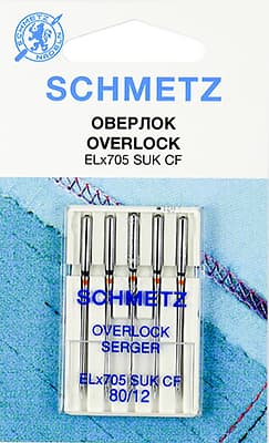 Иглы для эластичных тканей хромированные для коверлоков и плоскошовных машин №80 Schmetz ELx705 SUK CF 5 шт undefined