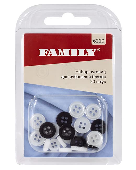 Набор пуговиц для рубашек и блузок 11+9мм, белые и черные, 20 шт undefined