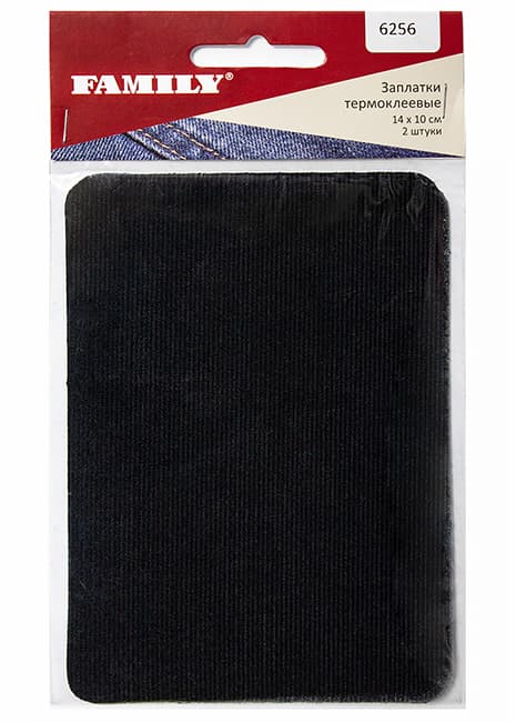 Заплатки термоклеевые вельветовые, 14 х 10 см, 2шт, чёрные undefined