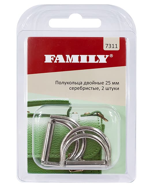 Полукольца двойные 25мм, серебристые, 2 шт undefined