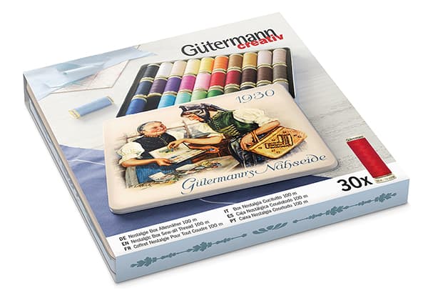 Набор ниток Gütermann Sew All 30 катушек по 100м, серия Nostalgic в жестяной коробке Универсальные нитки. 100% полиэстер