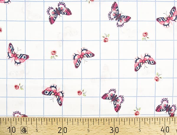 Ткань Gütermann Summer Loft (розовые бабочки/светло-голубая клетка) undefined