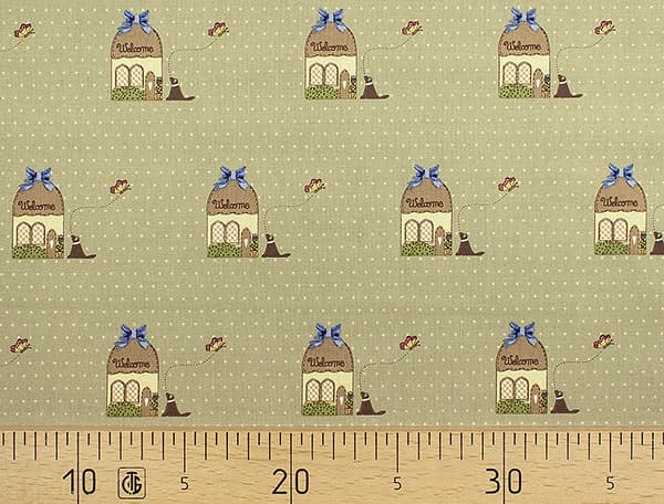 Ткань Gütermann Country Chic Cottage (домик с собакой на зеленом) undefined