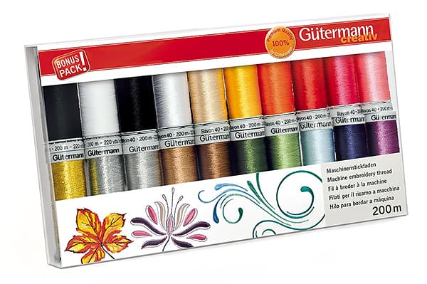Набор ниток Gütermann Rayon 20 катушек по 200м Вышивальные нитки. 100% вискоза