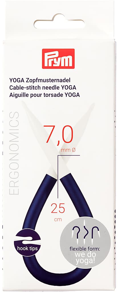 Спицы эргономичные для вывязывания кос Prym Ergonomics YOGA 25см/7,0мм (1шт)