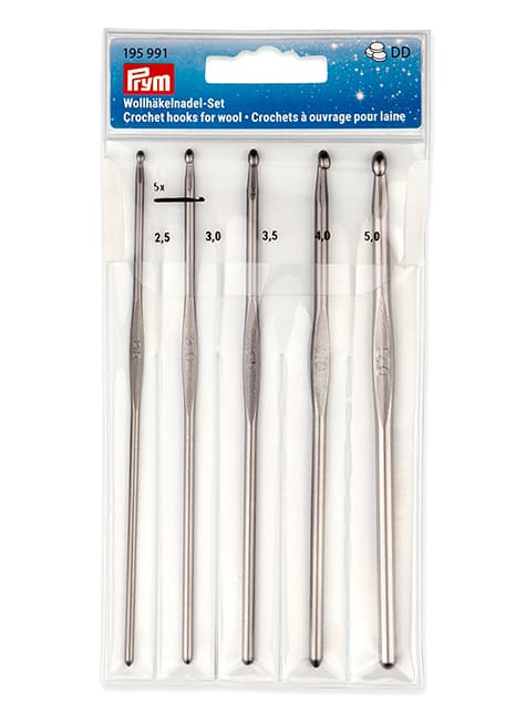 Набор алюминиевых крючков для вязания 2.5-5.0, цвет оружейного металла, 5шт undefined