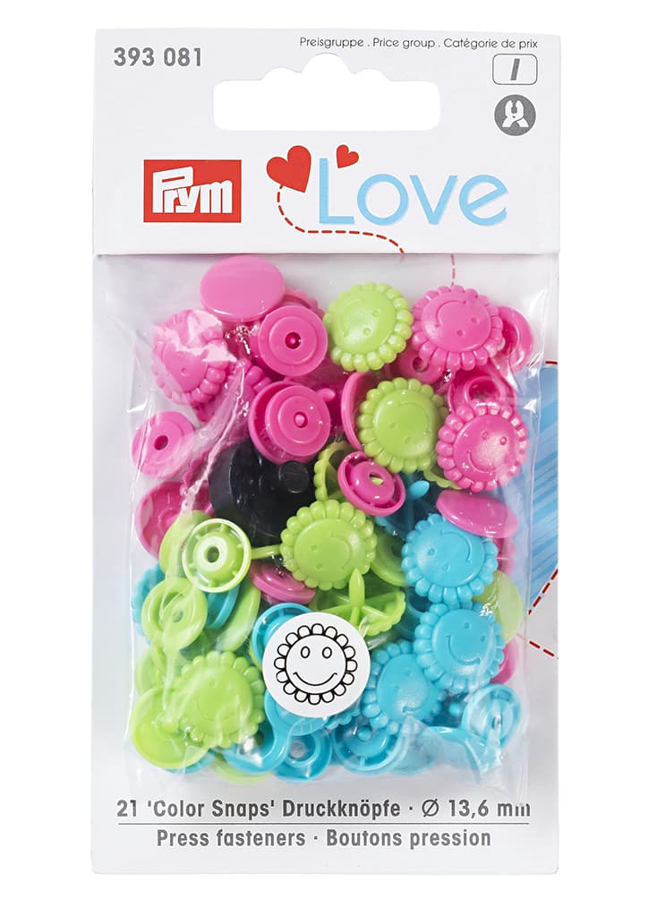 Кнопки Prym Love "Color Snaps" цветок зеленый, бирюзовый, розовый