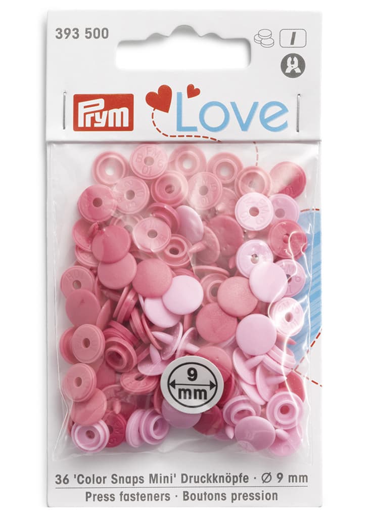 Кнопки Prym Love "Color Snaps Mini" 9мм, круглые, розовые оттенки