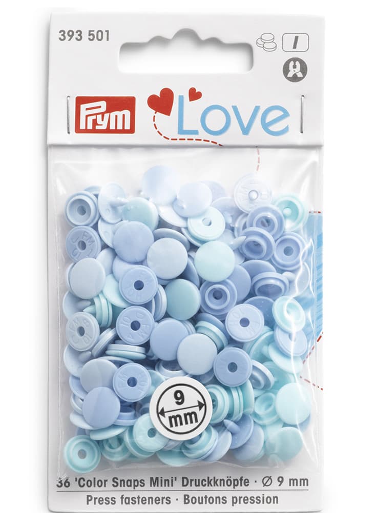 Кнопки Prym Love "Color Snaps Mini" 9мм, круглые, голубые оттенки