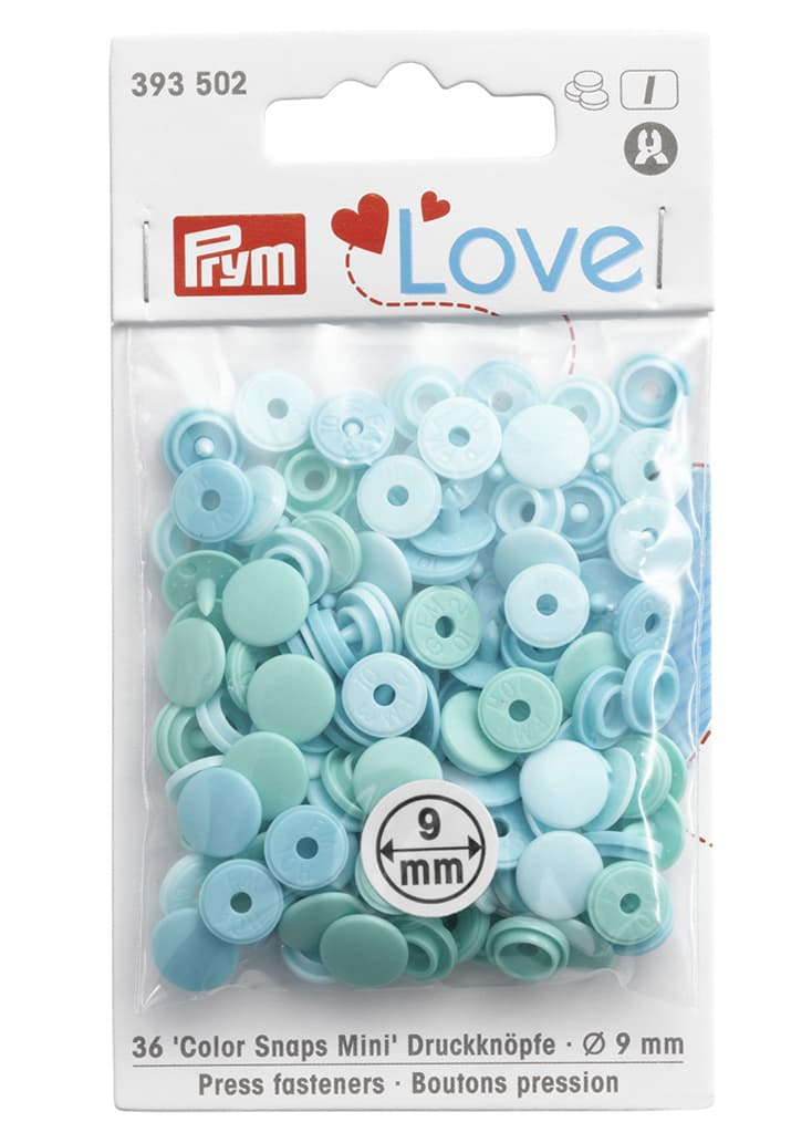 Кнопки Prym Love "Color Snaps Mini" 9мм, круглые, бирюзовые оттенки