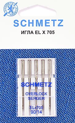 Иглы универсальные для коверлоков и плоскошовных машин №90 Schmetz ELx705 5 шт